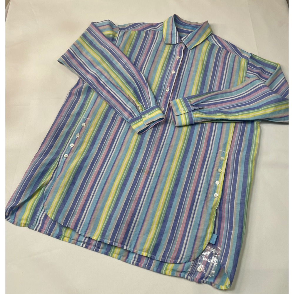 J Mclaughlin Fallon Linen Striped Pullover Button… - image 4